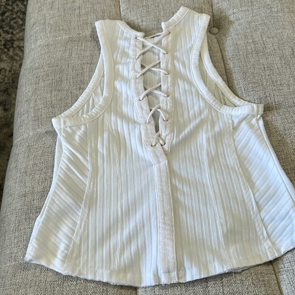 FREE PEOPLE INTIMATELY WOMENS WHITE LACE-UP TANK TOP SIZE M - Picture 6 of 14